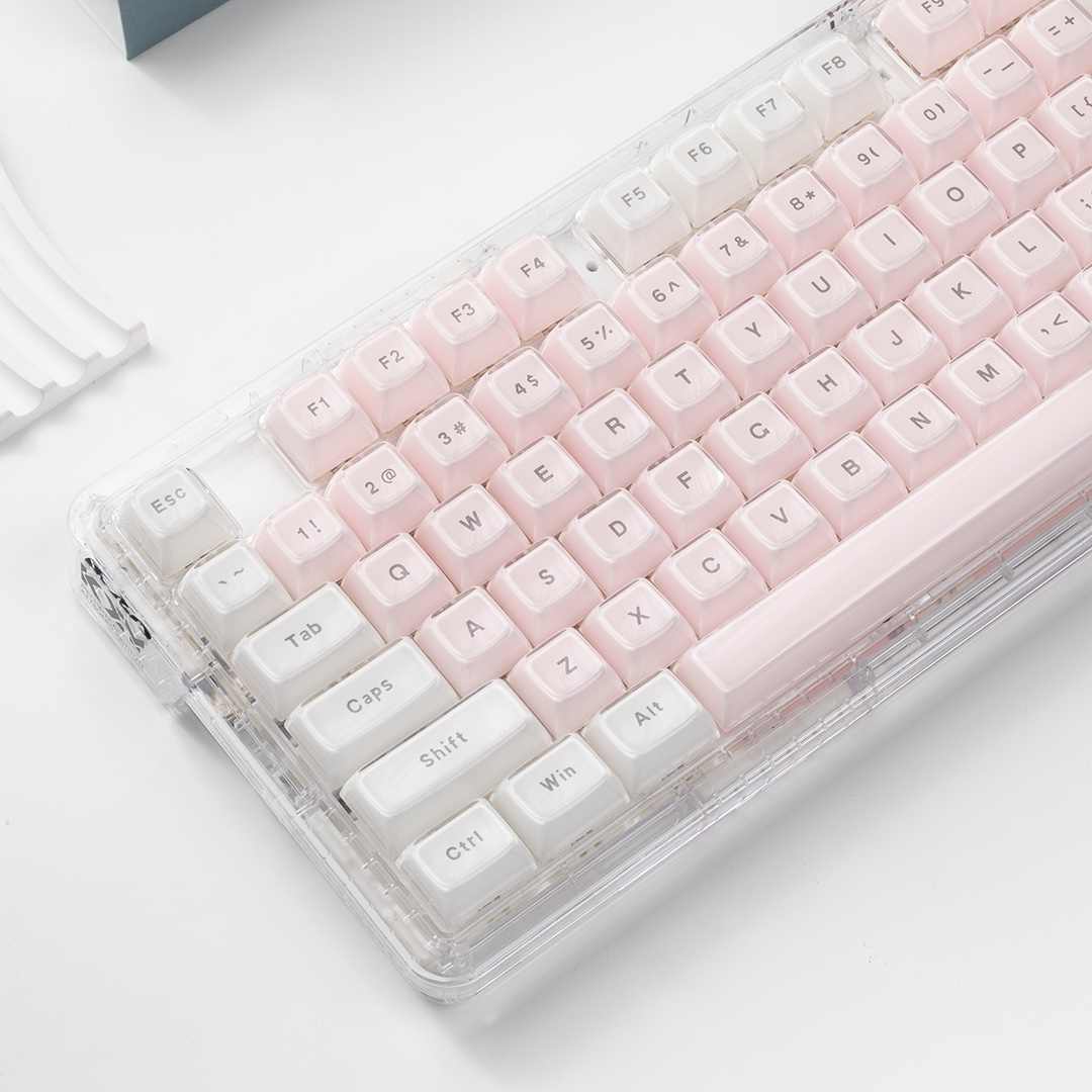 Keyboard Gaming Transparent - Teclas Transparentes de Cristal Rosa y