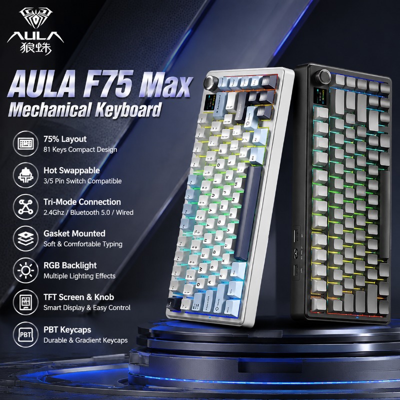 Gaming Keyboard Wireless - Teclado Mecánico AULA F75 Max, Diseño