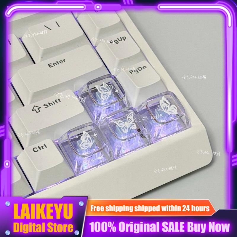 Keyboard Gaming Transparent - Tecla Transparente con Diseño de Mariposa,
