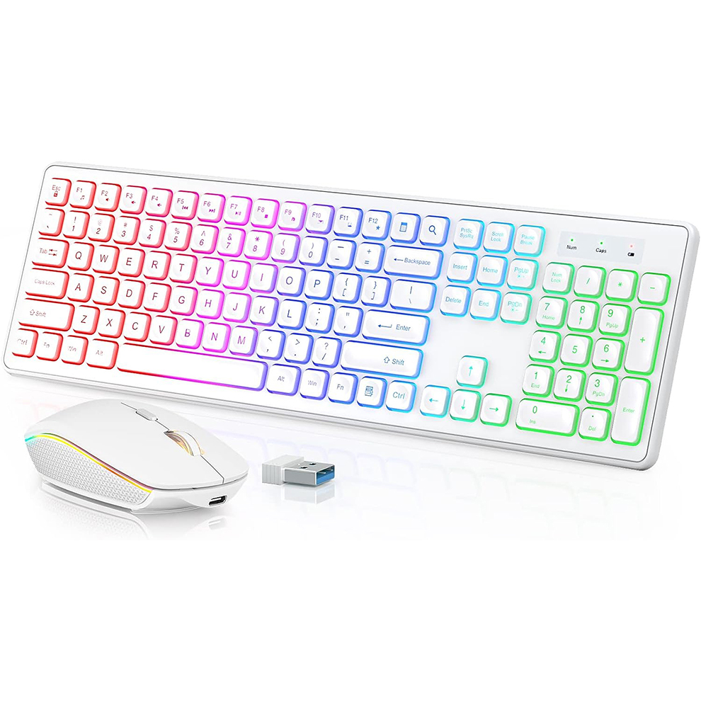 Gaming Keyboard And Mouse Combo Wireless - Teclado y ratón inalámbricos retroiluminados, teclas